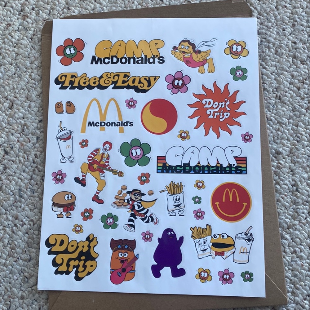 Free & easy CAMP MCDONALDS STICKER SHEET McDonald